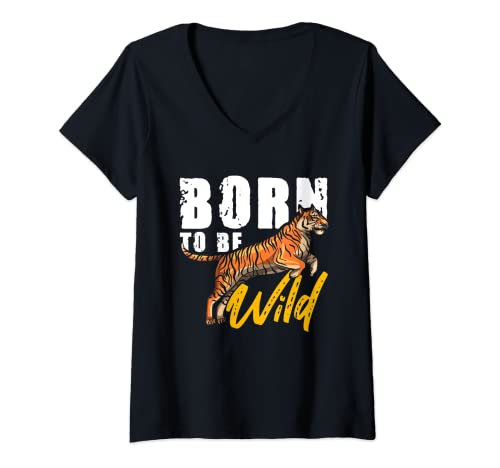 Femme Be Wild Tiger Grand chat prédateur sauvage sauvage T-Shirt avec Col en V