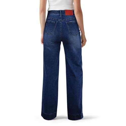 Straight Leg Jeans for Women Baggy Drawstring Adjustable Waist Jeans with Pockets Stretch Cute Wide Leg Denim Pants3