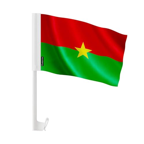 Drapeau voiture Burkina Faso polyester 14x21cm pour éviter la décoloration lors des défilés