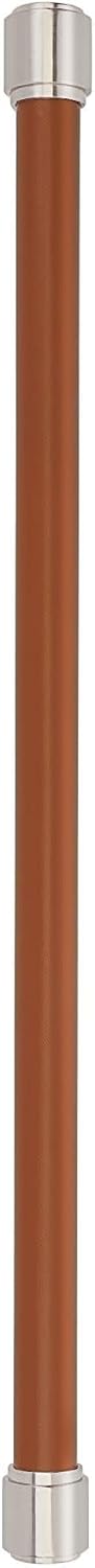 Signature Hardware 954070-18 Lazzara 18 Inch Center to Center Cognac Leather Appliance Pull - Polished Nickel