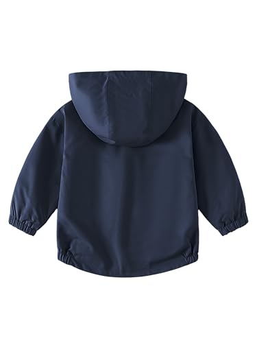 Image of Volunboy Toddler Boys Windbreaker Casual Outerwear Kids Lightweight Zip Hooded Jacket Baby Cute Dust Coat