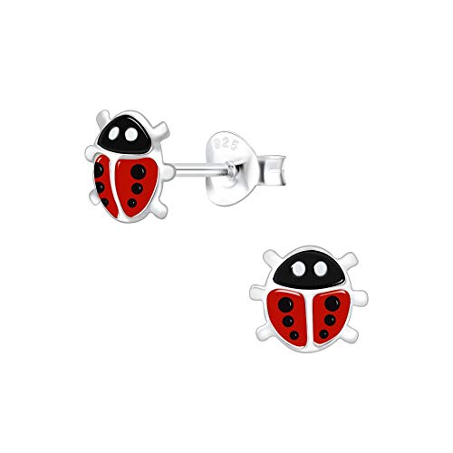 Aww So Cute 925 Sterling Silver Hypoallergenic Ladybug Stud Earrings for Babies, Kids & Girls | Diwali Gift/Birthday Gift | Comes in a Gift Box | 925 Stamped with Certificate of Authenticity | ER1771