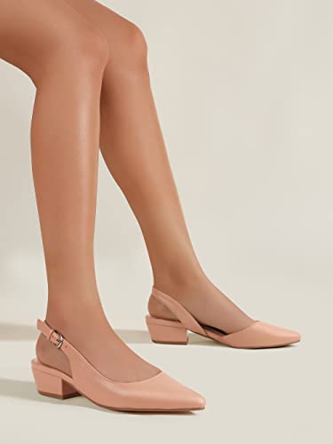 Women's Pump Slingback Kitten Heels Closed Toe Low Dress Shoes3