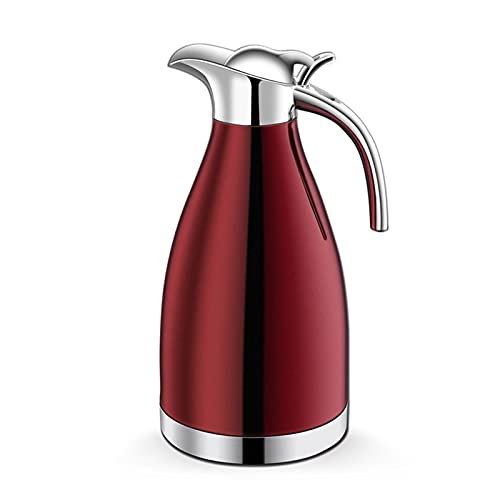 Jarra térmica de acero inoxidable de 2 litros con aislamiento al vacío de doble pared, termo de agua, color rojo