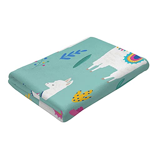 Fairy Cute Aqua Llama Towel Bathroom Big Colorful Cactus Dry Towel Teal Green 52X32 Microfiber Floral Beach Blanket Towel Summer Succulent Bathing Towel Girl, Kid #TOP3