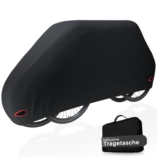HiLo sports stationäre wasserdichte Fahrradabdeckung - [Nicht für Heckträger Transport] - Für 2 Fahrräder - Fahrradhülle schwere Version - Reißfeste E-Bike und Fahrradplane - Fahrradgarage