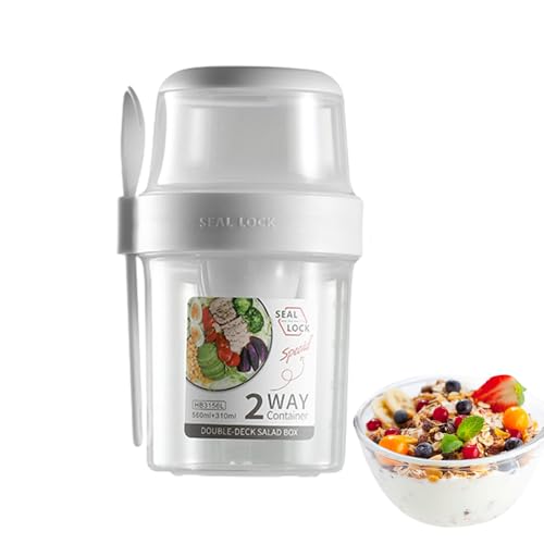 di cereali da asporto – da colazione portatile da 29 oz con cucchiaio, contenitore per yogurt al latte a doppio strato, contenitore da viaggio riutilizzabile | per snack alla