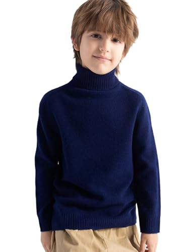 Boys and Girls 100% Merino Wool Sweater Fall Winter First-Line Ready to Wear Turtleneck Long Sleeve Pullover