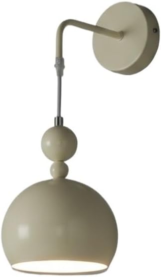Wall Lamp, Cream Round Wall Sconce, Iron Bedside Wall Light with Adjustable Cord for Bedroom, Hallway, Living Room, Entryway, Corridor, Minimal Fixture, Apartment Loft Home Parlor