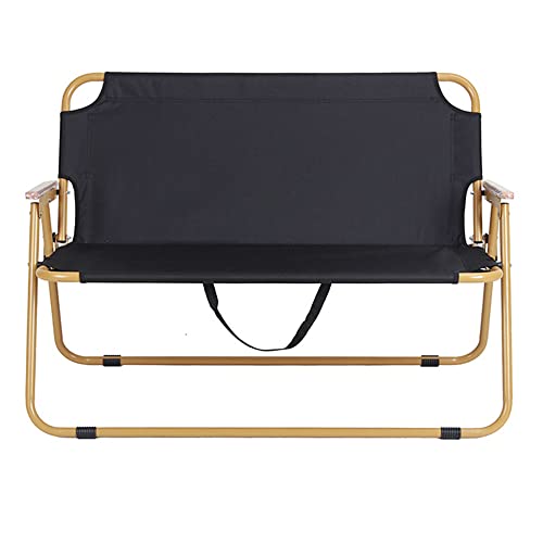 XVBVS 2-Personen-Campingstuhl, Doppel-Duo-Campingstuhl für den Außenbereich, Zusammenklappbar, mit Armlehne für Picknick, Strand, Rasen, Grill, Tragfähigkeit 200 kg-Black