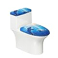Dolphin Stretch Toilet Lid Cover Set with Toilet Tank Covers 2 Piece Toilet Cover Non Slip Toilet Dust Covers Bathroom Decor