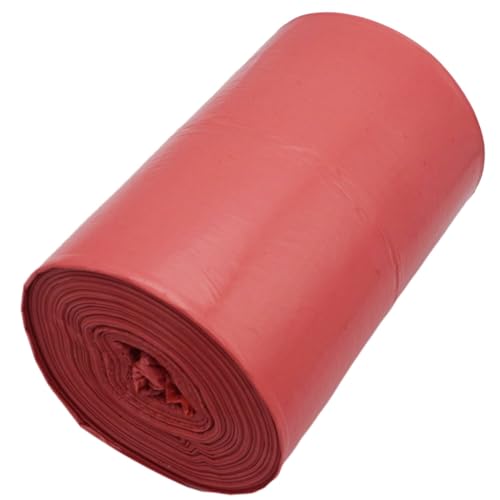 SKIR'CO Bolsas de basura de 60 litros, bolsas de basura rojas de 60 x 72 cm, bolsas de basura de color rojo (50 unidades)