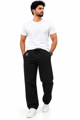 Image of MCSTAN Men's Linen Blend Cotton Pants Casual Relaxed Fit Lightweight Summer Trousers with Elastic Waist Drawstring and Pockets Beach Vacation Holidays