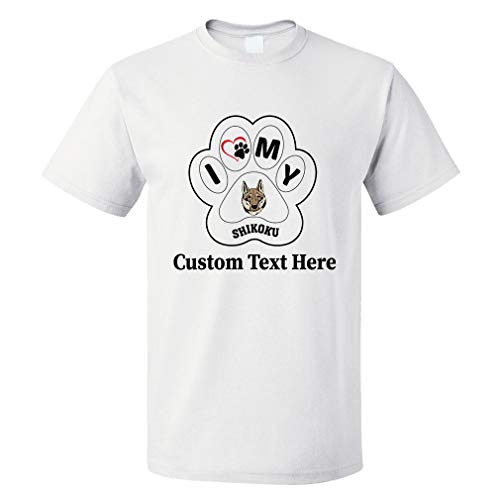 Custom Funny Graphic T Shirts for Men I Paw My Shikoku Dog Cotton Top White Personalized Text Here 3X Large
