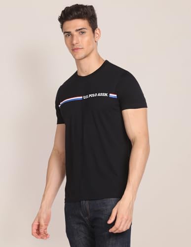Image of U.S. Polo ASSN. Knitted Cotton T-Shirts for Men - 100% Cotton, Breathable & Comfortable, Half Sleeves Mens Casual T Shirts