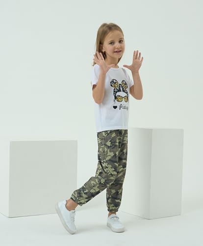 Image of Tween Girl Clothes 2 Piece Outfit Summer Short Sleeve Top + Jogger Pants Spring Fall Clothing Set Size 4-14 Years