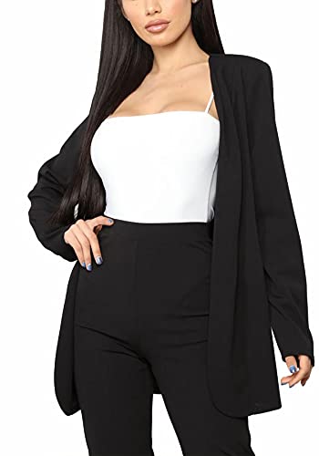 Tcremisa Women's Casual Pants Suit 2 Piece Business Outfits Solid Long Sleeve Blazer and Pencil Pant Sets2