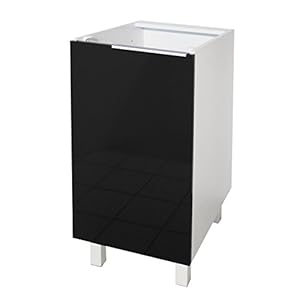 Berlioz Creations CP4BN Unterschrank für Küche mit 1 Tür, in schwarzem Hochglanz, 40 x 52 x 83 cm, 100 Prozent französische Herstellung