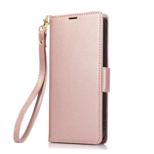 Étui Samsung S20 rose doré en cuir avec rangement cartes et fermeture aimantée