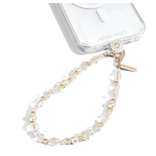 Case-Mate Phone Charm Wrist Strap w/Pearls & Crystals - Crystal Pearl Gold