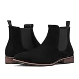 Rollda Mens Chelsea Boots Suede Casual Ankle Boots Elastic Slip on Boots Dress Boots for Men Black Size 10.5