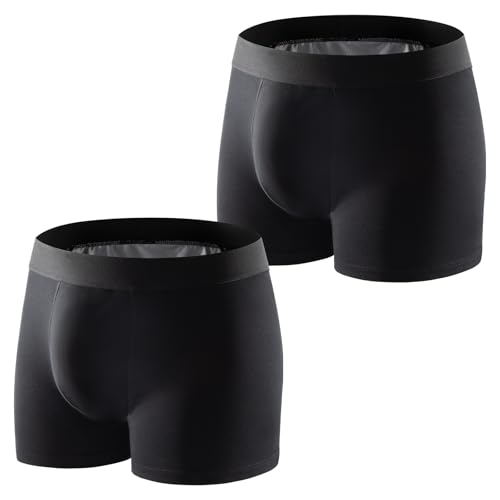 Carer Lot de 2 Boxers pour Incontinence Homme 250ml Capacité d’Absorption Sous-vêtement en Coton Lavable Réutilisable Doux Respirant Culotte Incontinence...