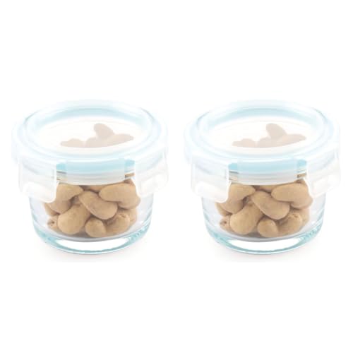 Image of ATTRO Glassox borosilicate Mini Round Glass food container with lock lid Small Food Container Air-Tight Leak-proof Bpa-Free Food Grade- 130ml Set of 2