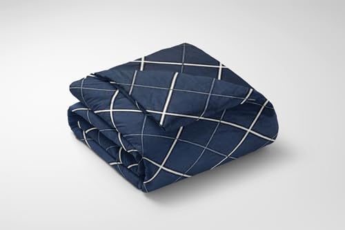 Image of LOOMLYFE 300 TC All Season King Size AC Comforter || Blanket || Duvet with 1 King Size Elastic Fitted Bedsheet and 2 Large Pillow Cover - 4 Piece Comforter Set - BlueWhiteLines