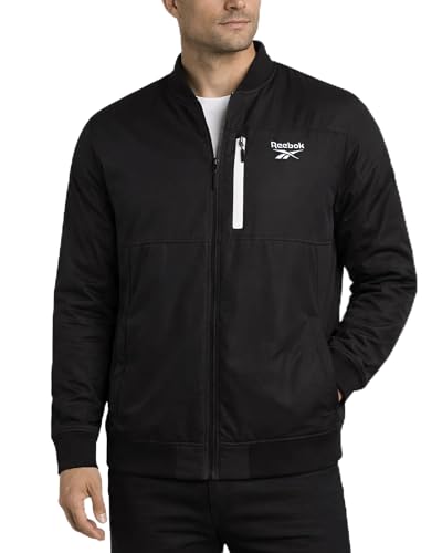 Reebok Mens Bomber Jacket - Insulated Zip Up Windbreaker Jackets