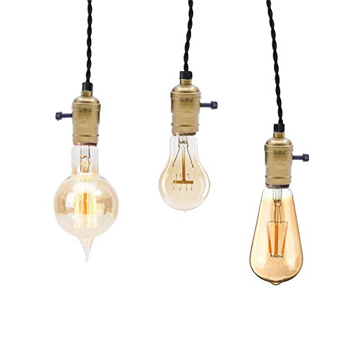 Vintage Plug-in Pendant Light Kit with 1-to-4 Hanging E26/E27 Sockets, Industrial Hanging Light with Individual Rotary Switches, Easy DIY Lighting for Living Room, Patio and Plant Corners, Gold - Image 6