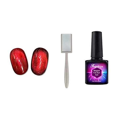 10ML Glitter Ruby Shine Cat Eye Soak Off UV LED Gel Nail Polish, Reflective Glitter, Sparkling Diamond Magnetic Cat Eye with Magnet Cover