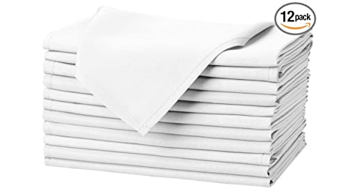 Pomp White 17" X 17" Premium Polyester Cloth Napkin (12 Pack) | Wrinkle + Stain Resistant Easy Care Fabric #TOP2