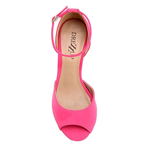 Sandália Drezzup Salto Grosso Camurça Feminina - Pink - 39