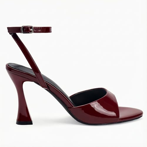 VJFTQMN BURGUNDY Heels for Women Comfortable Sexy Pointed Open Toe Ankle Strap Block 3.5 Inch Heels Sandals Elegant Wedding Shoes for Bride. by VJFTQMN - Used condition - Image 6