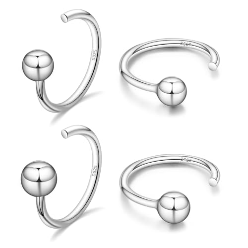 Image of CHIC & ARTSY 925 Sterling Silver Half Hoop Earrings for Women, Small Huggie Hoops Set with Ball Bar Star Moon Cross & Pearl, Lightweight Comfort Fit Everyday & Sleep Earrings