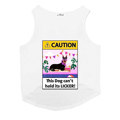 Image of Ruse Can't Hold the Licker Printed Dog Round Neck Sleeveless Vest Tank T-Shirt /Tees Apparel /Clothes /Tees Gift for Dogs (White /S (Apso, Cocker Spaniel etc.)