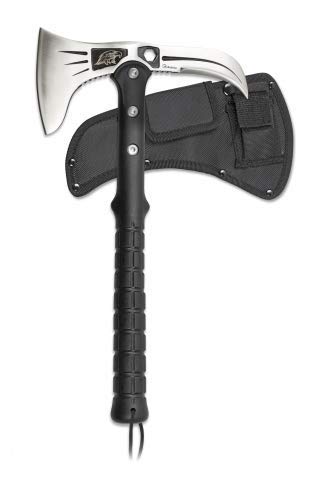 Hacha Eagle Tamaño 40 cm con Funda para Caza, Pesca, Camping, Outdoor, Supervivencia y Bushcraft Albainox 32506 + Portabotellas de Regalo