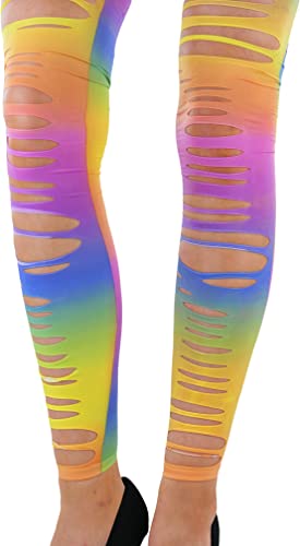 Image of ToBeInStyle Women's Slashed Ripped Shredded Distressed Hosiery Tights Leggings Music Festival