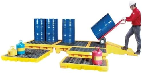 Stackable Spill Containment Platform with Drain Outlet - Modular Anti-Spill Tray for Paint Buckets, Industrial Use, Heavy-Duty Design for Safety and Efficiency
