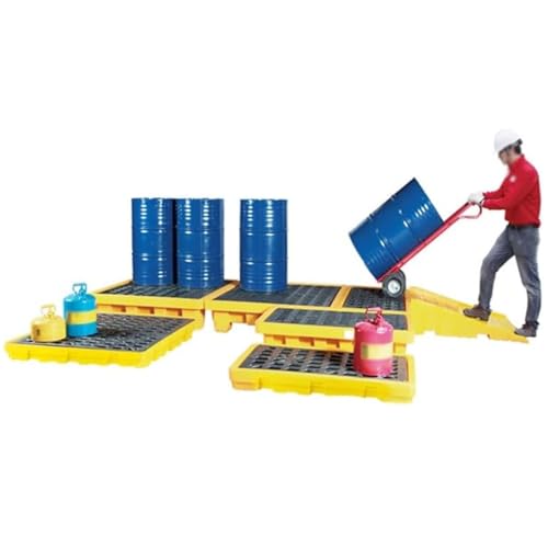 Plateforme de rétention des déversements avec évacuation, palettes modulaires empilables Anti-déversement pour seaux de Peinture et Stockage Industriel