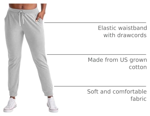 Hanes Originals Joggers, 100% Cotton Jersey Sweatpants for Women, 29" Inseam, Light Steel, Small - image 4