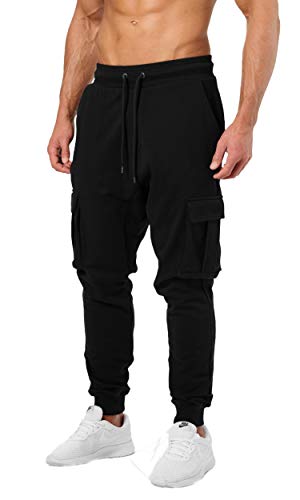 JUGULAR Men’s Slim Fit Trackpant (Cargo track pant_Black_Large)