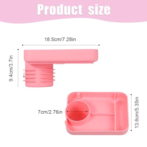 Image of lasuroa Kids Car Seat Snack Tray with Cup Holder, 360 Rotation Silicone Car Seat Travel Tray Toddler Car Accessories for Stroller Outdoor Chair Cinema (Pink)