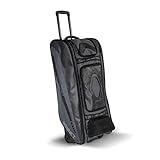 Bownet Cadet Catchers Bag-14 Pockets - Travel Bag with Wheels - Perfect for Baseball Softball Equipment - Stores Gear Bats Helmets Uniforms - Strong Roller Wheels - Black - 41' H x 17' W x 10.5' D