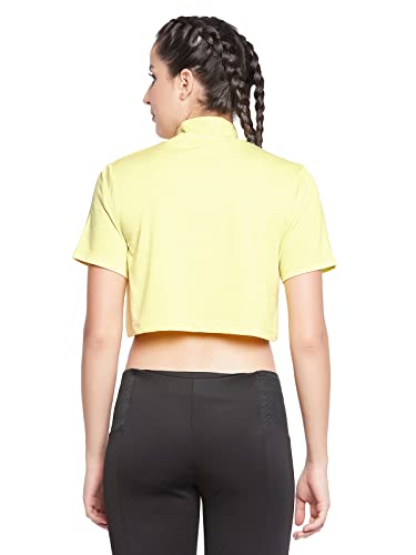 Image of Clovia Women's Comfort-Fit Active Crop Top - Yellow