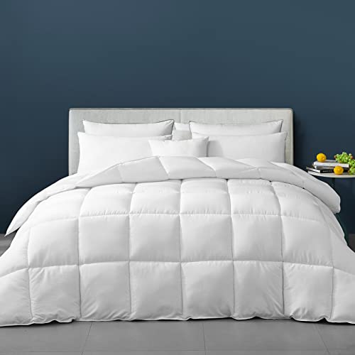 LUZERN GOOSE Down Alternative Comforter Twin Size Duvet Insert White All Season Machine Washable Soft Brushed Microfiber Bedding Comforter with Corner Tabs 68X90Inches 35oz