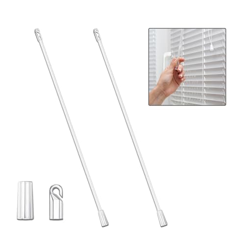 17 Inch Long Vertical Blind Wand, Window Blind Tilt Rod, Blind Tilt Wand Replacement with Hook and Grip, Blinds Replacement Wand Clear, Blind Control Stick Parts, Opener Accessory (2 Pack)