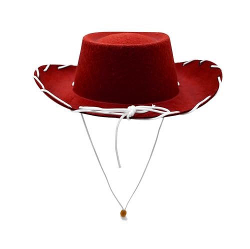 Nicky Bigs Novelties Morph Kids 1950's Cowboy Hat Wide Brim- Toddler Cowgirl Hats - Birthday Halloween Dress Up Costume, Red, One Size