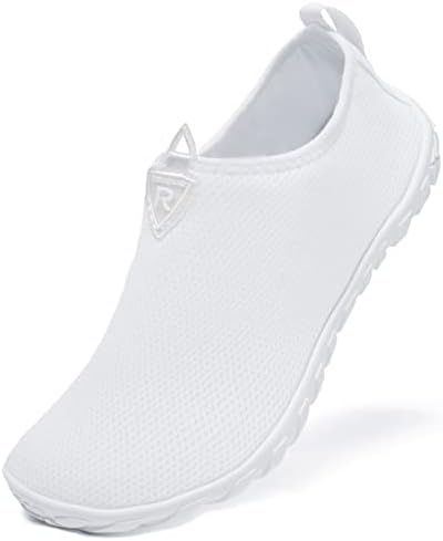 Racqua Men&Women Breathable Water Shoes Aqua Socks for Hiking Diving Surf Diving Sport Quick-Dry Pool Beach Swim Shoes White 8W/7M