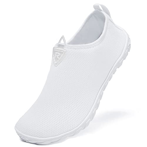 Racqua Men&Women Breathable Water Shoes Aqua Socks For Hiking Diving Surf Diving Sport Quick-Dry Pool Beach Swim Shoes White 8W/7M #TOP13
